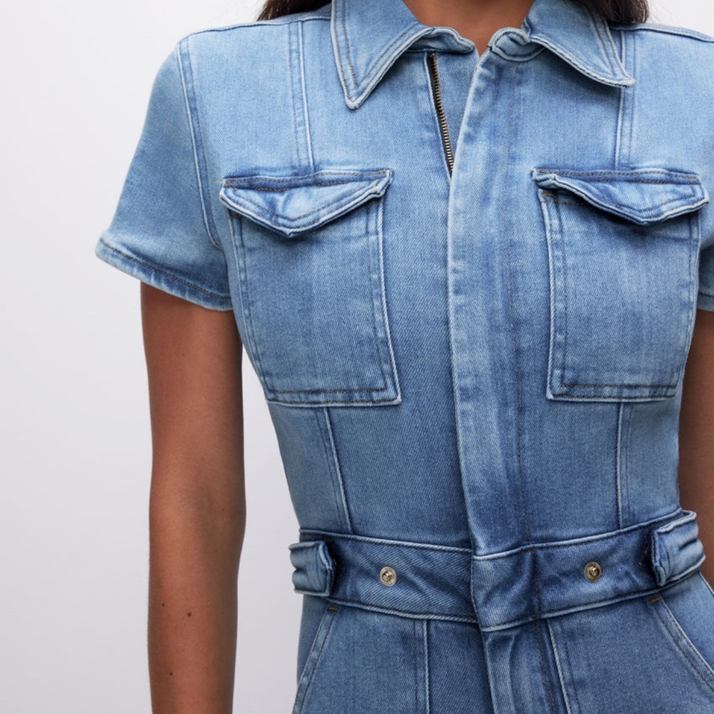 GOOD AMERICAN Women's Light Blue Denim Jumpsuit - Picture 3 of 3